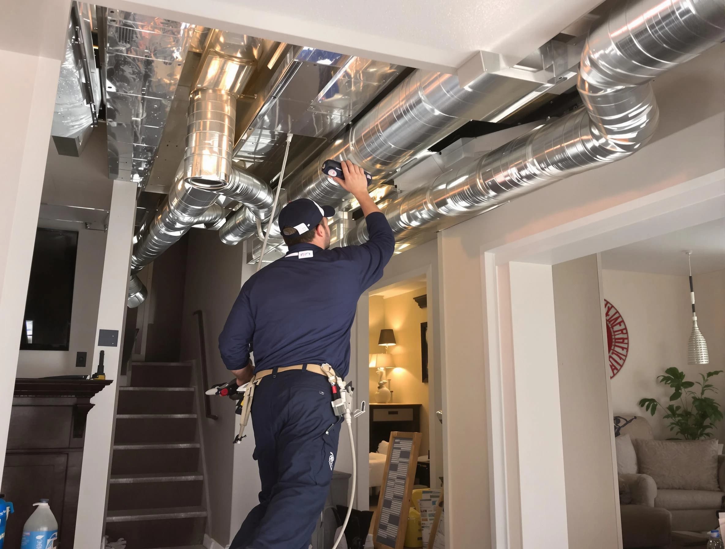 West Point Air Duct Cleaning expert performing specialized duct cleaning in a mobile home in West Point