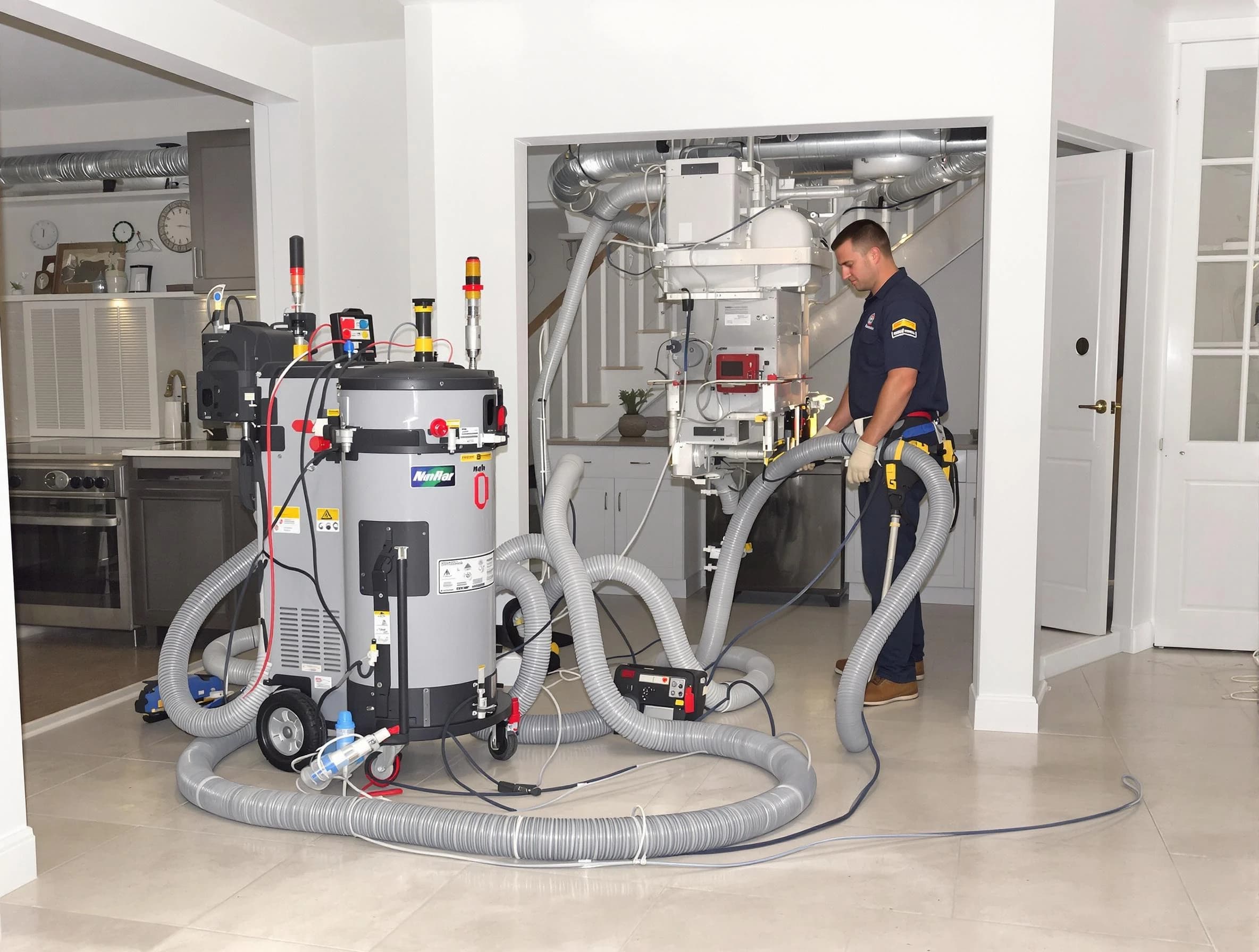 West Point Air Duct Cleaning technician operating negative pressure cleaning equipment for thorough duct maintenance in West Point