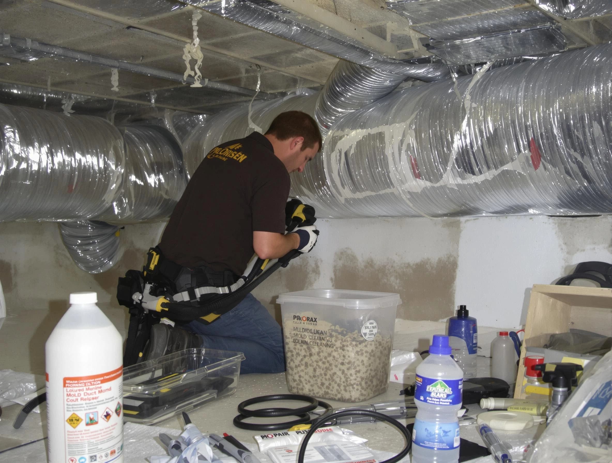 West Point Air Duct Cleaning specialist performing professional mold removal from air ducts in West Point