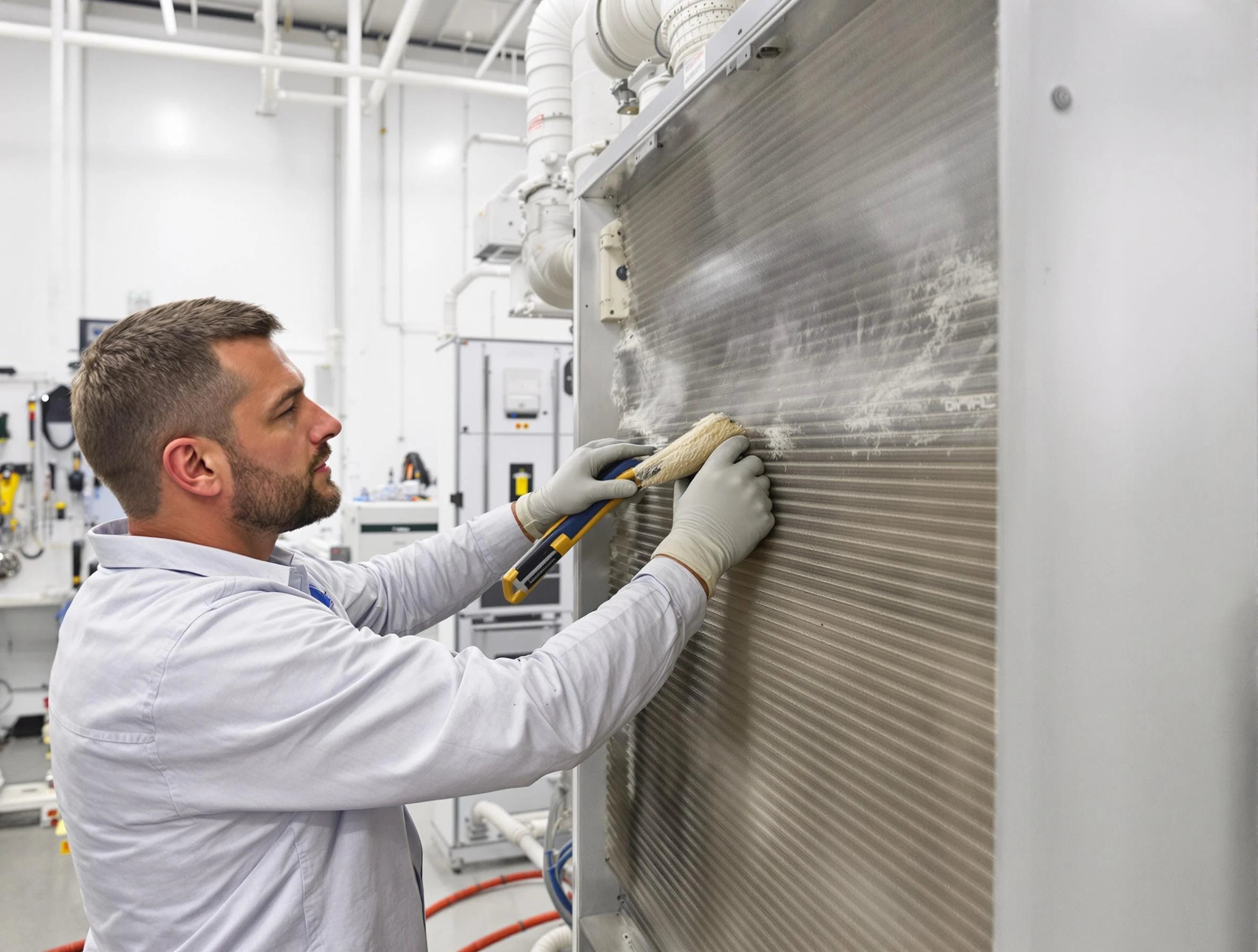 West Point Air Duct Cleaning technician performing precision commercial coil cleaning at a West Point business