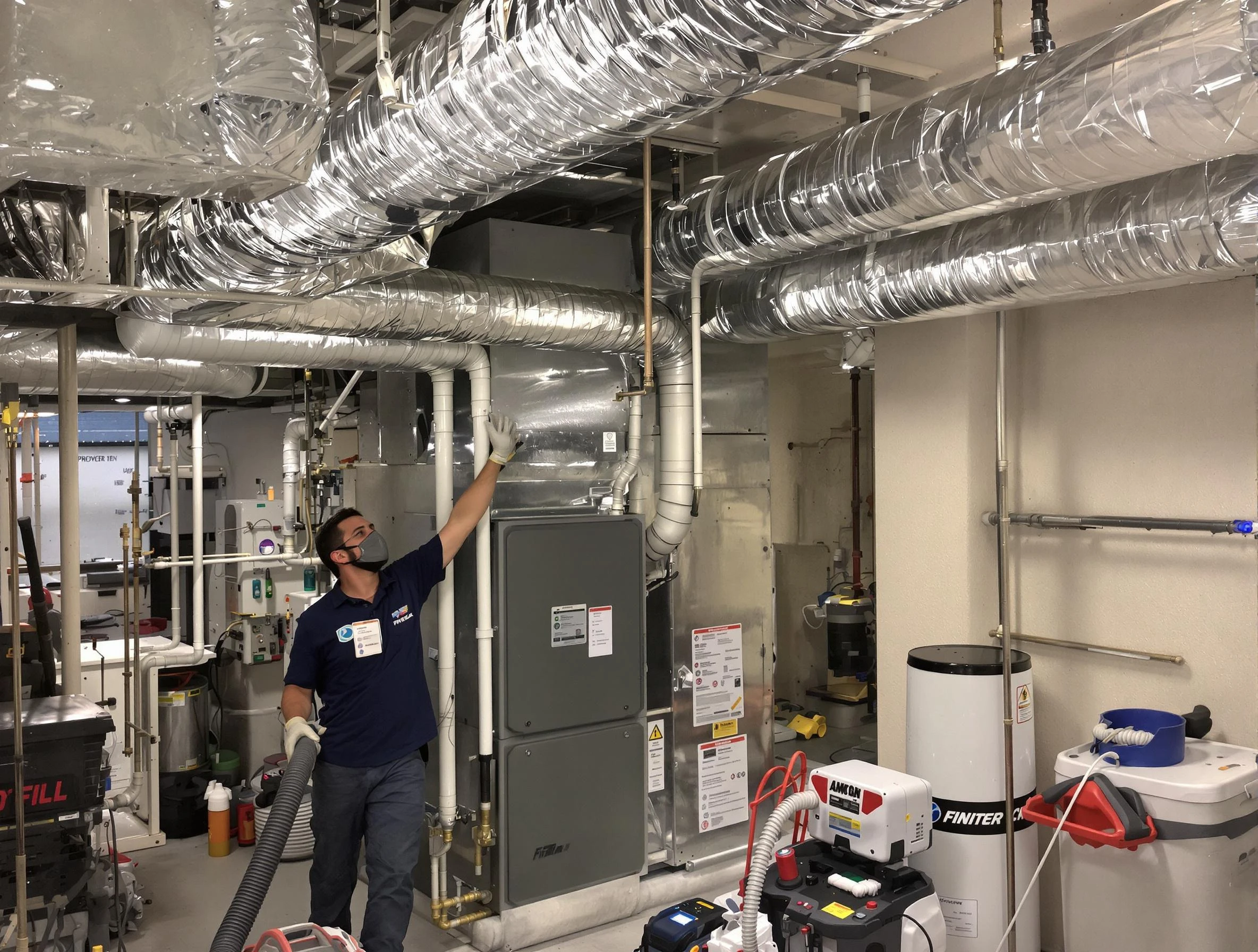 West Point Air Duct Cleaning specialist performing thorough furnace duct cleaning in a West Point residence