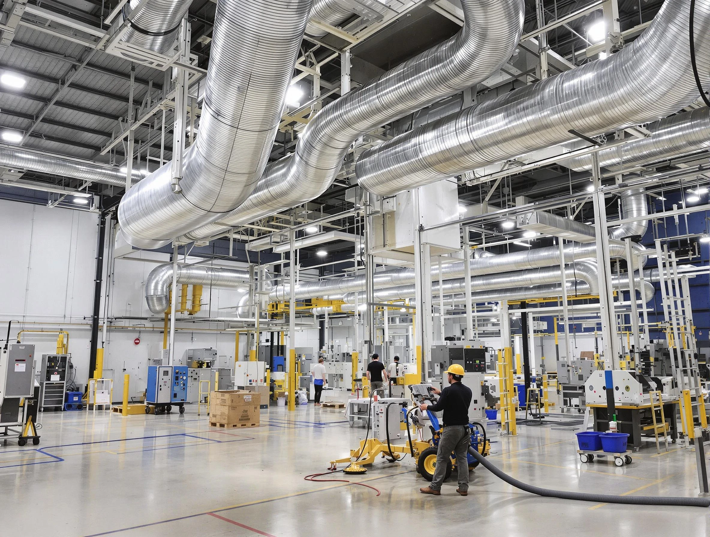 West Point Air Duct Cleaning team performing comprehensive industrial duct cleaning at a large facility in West Point