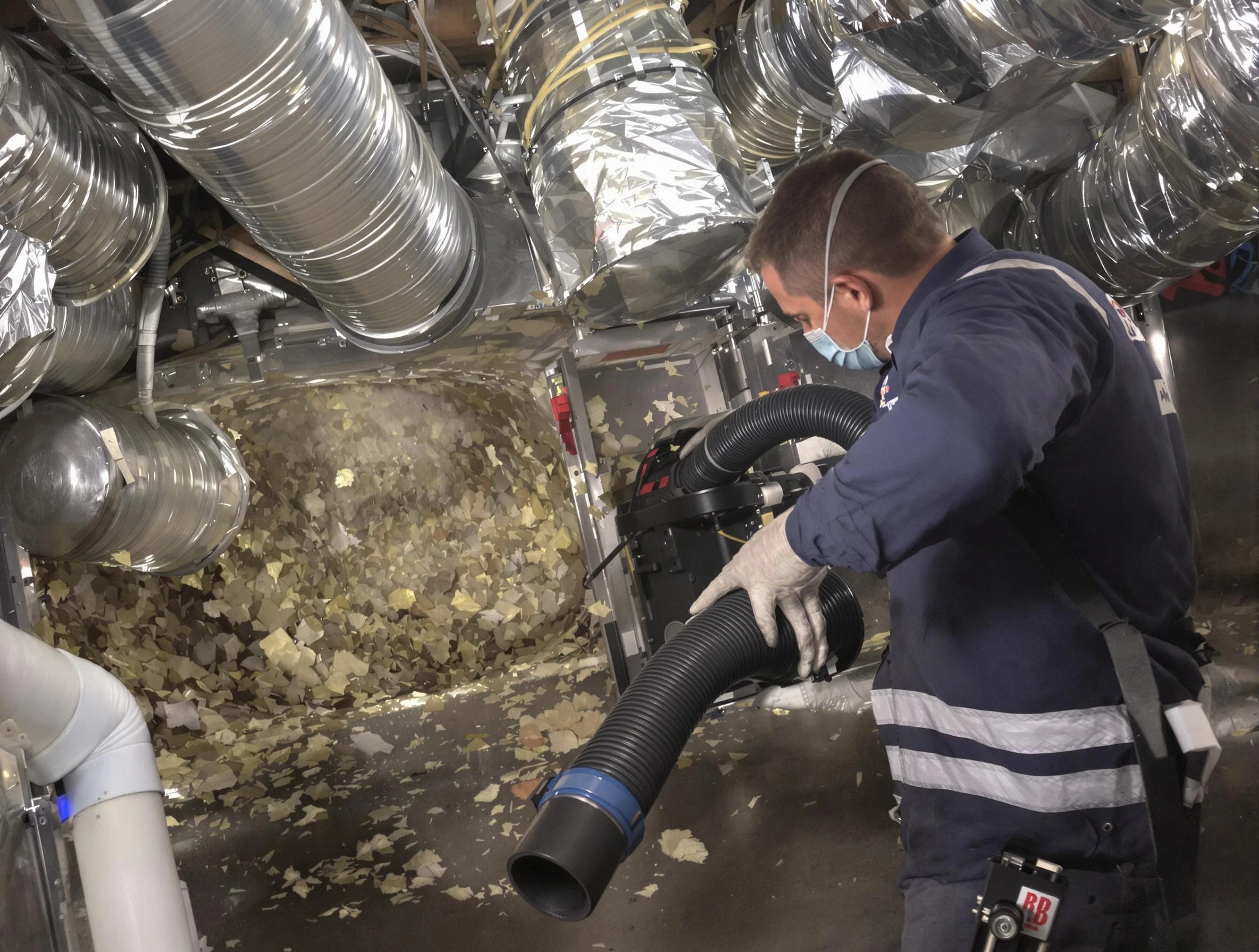 West Point Air Duct Cleaning specialist operating negative pressure cleaning equipment for thorough duct maintenance in West Point